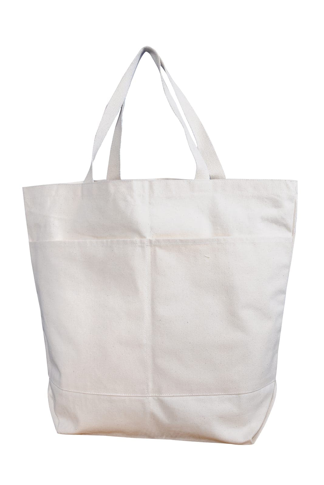 Plain cream cotton tote bag with a front pocket