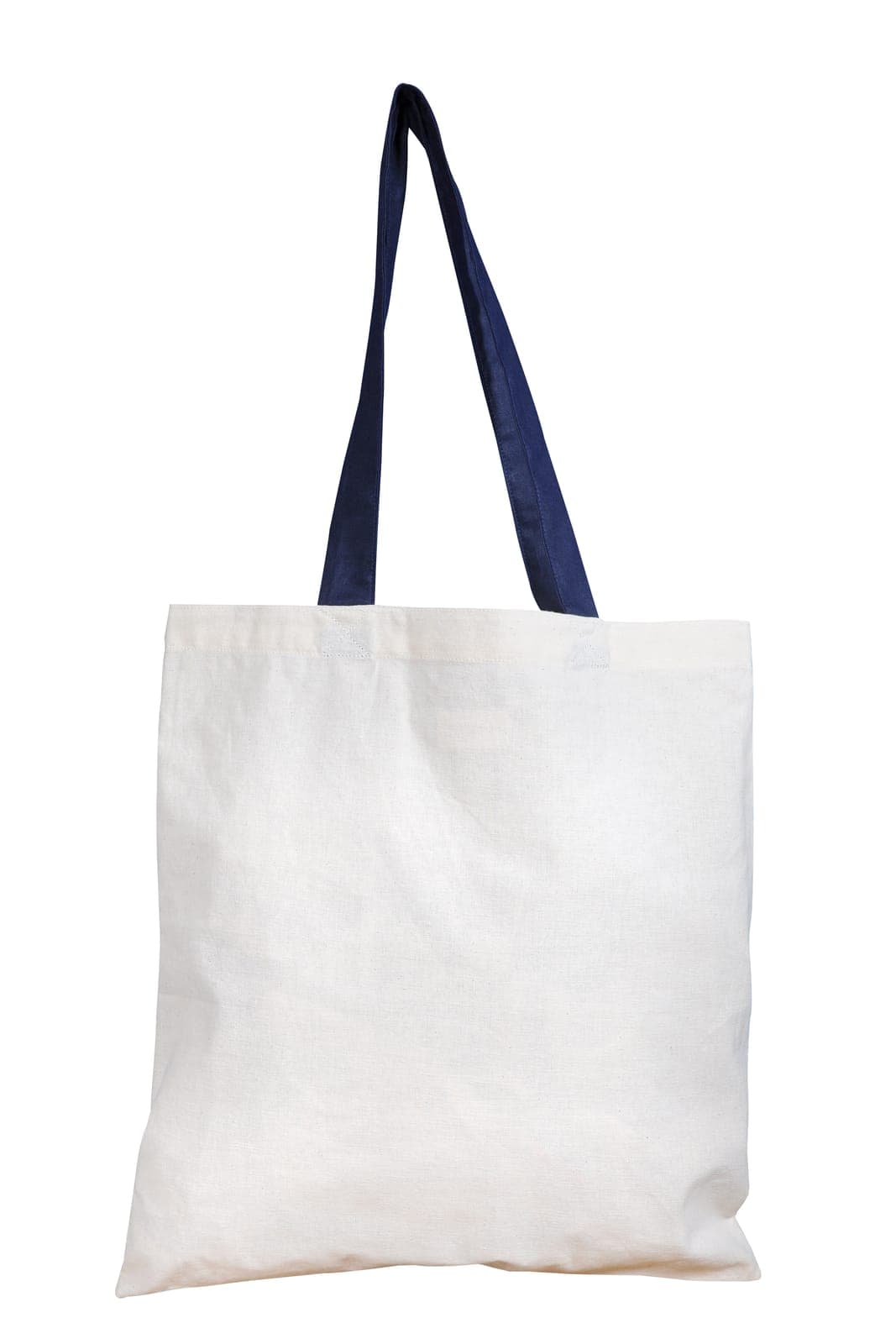Cream cotton tote bag with navy handles