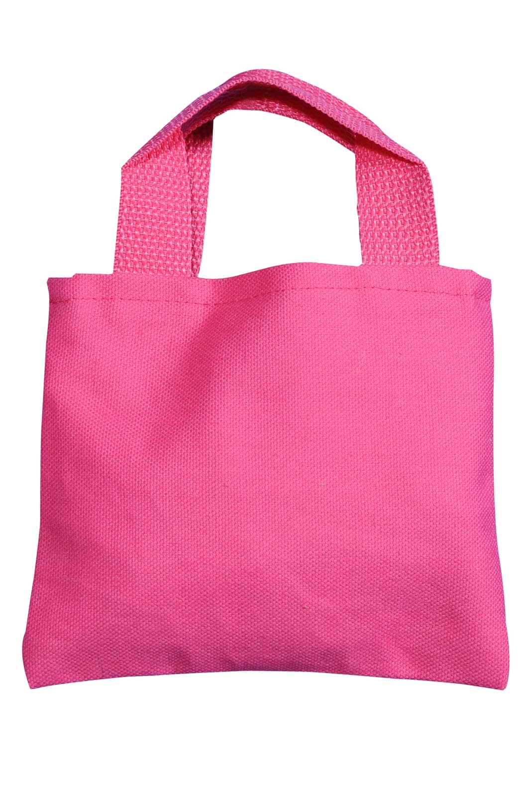 Pink cotton tote bag with short handles