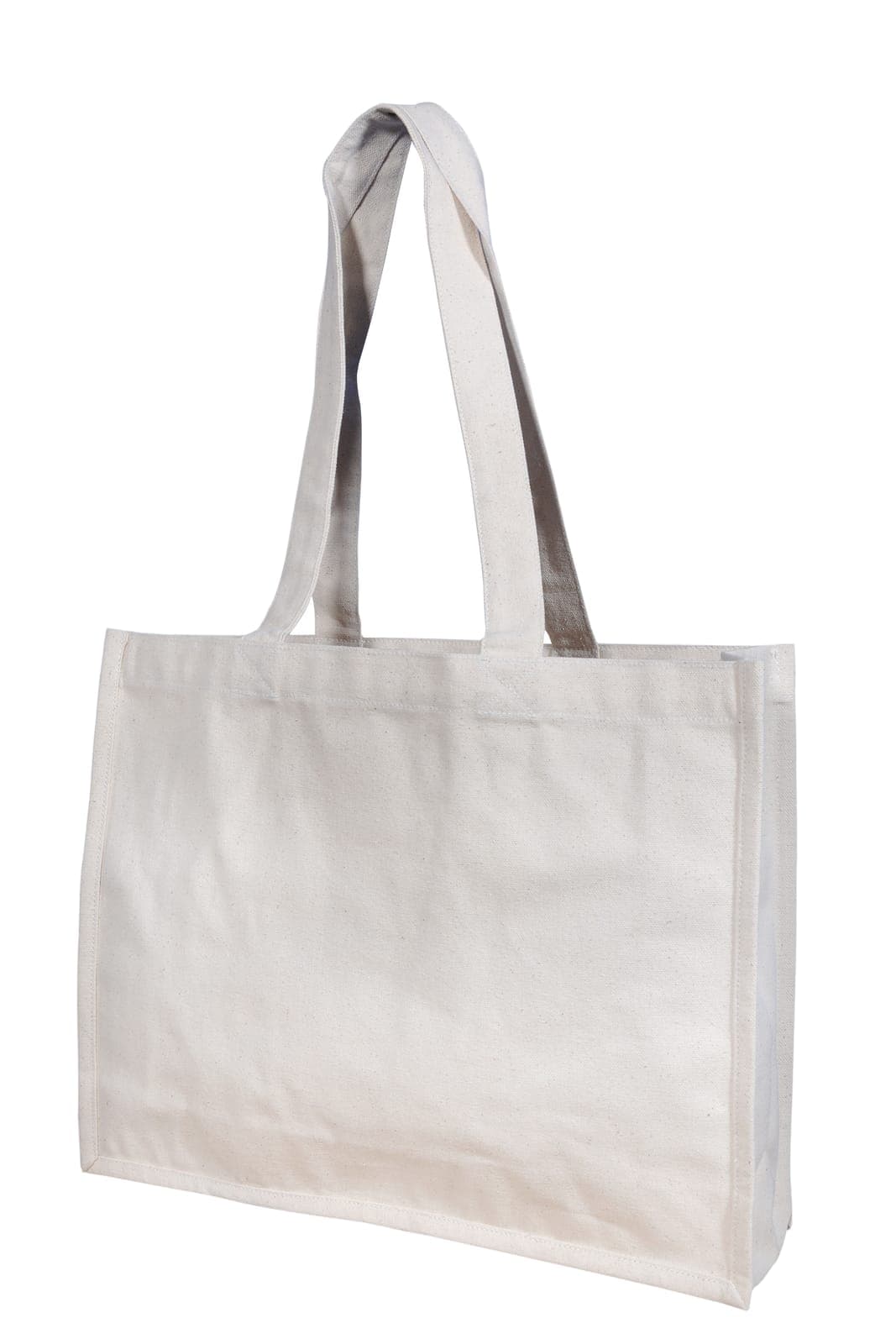 Plain cream cotton tote bag with beige handles
