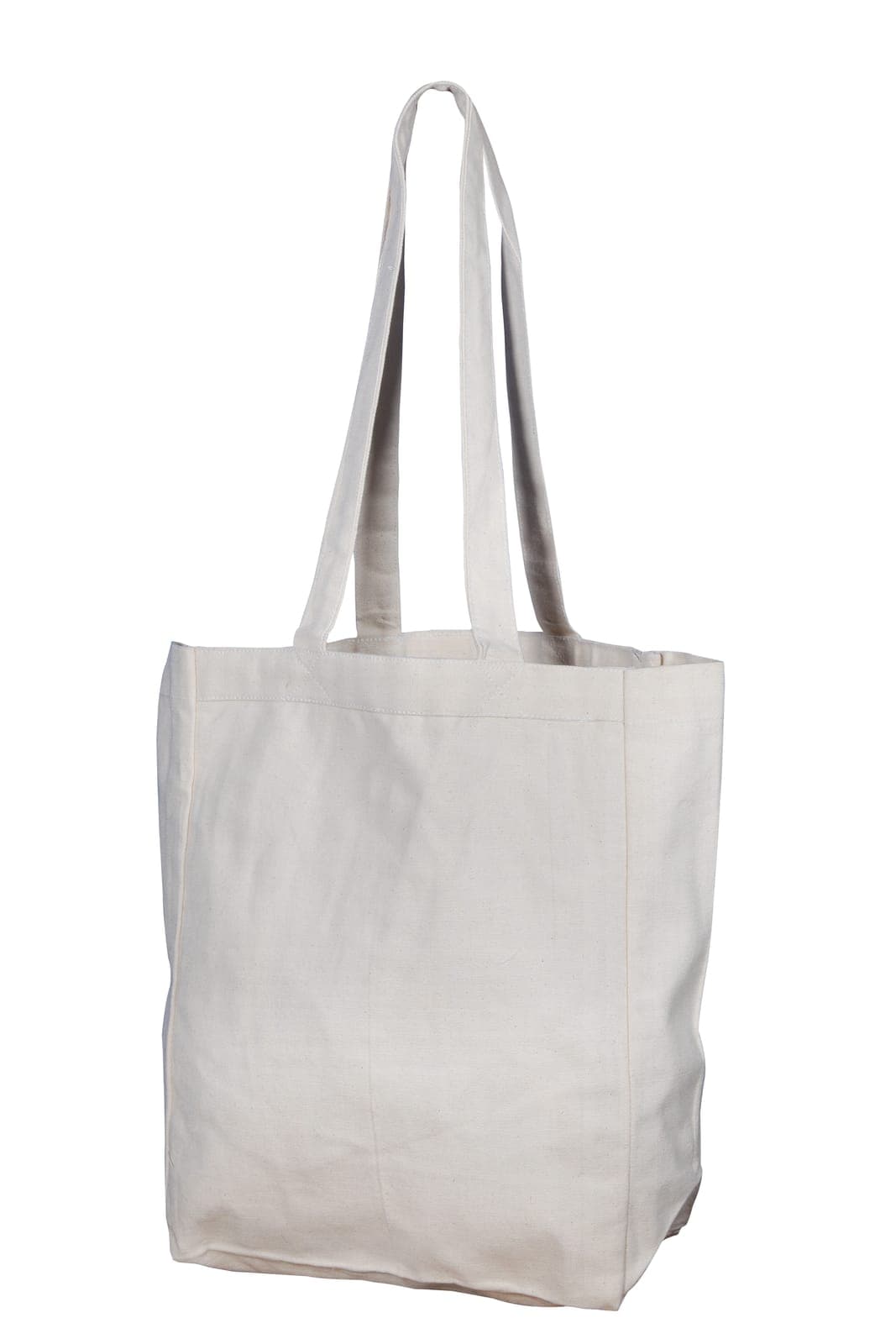 Plain cream cotton tote bag with long handles