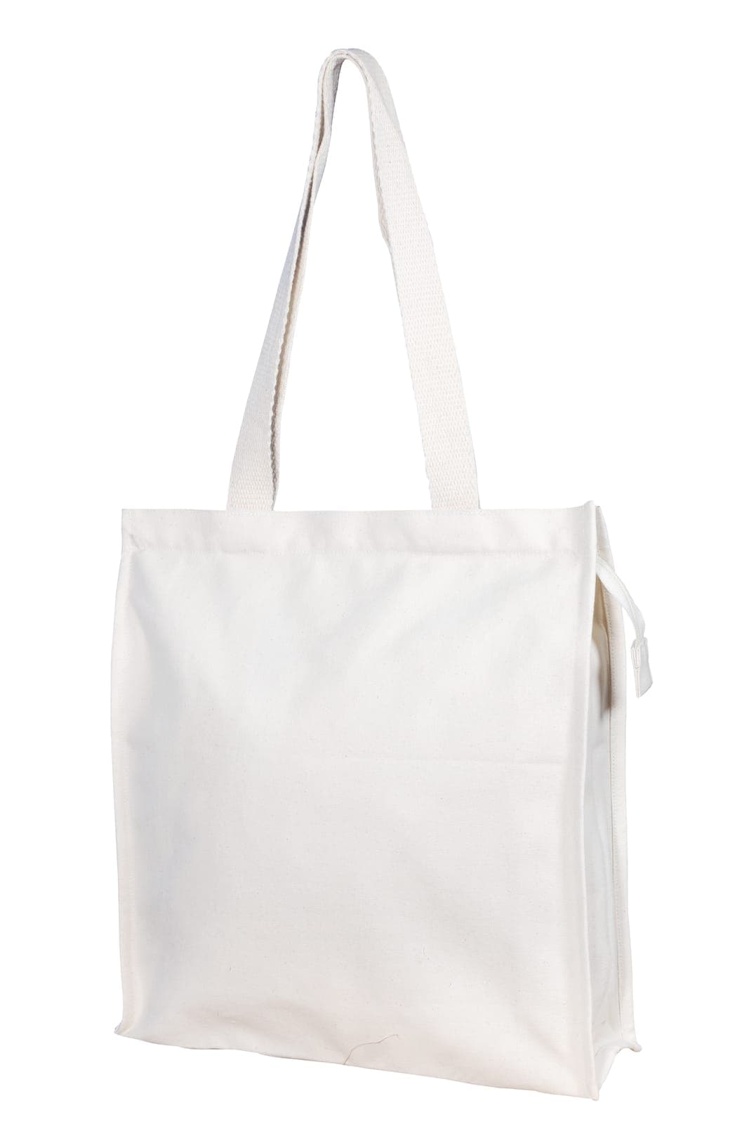 Plain cream cotton tote bag with long straps