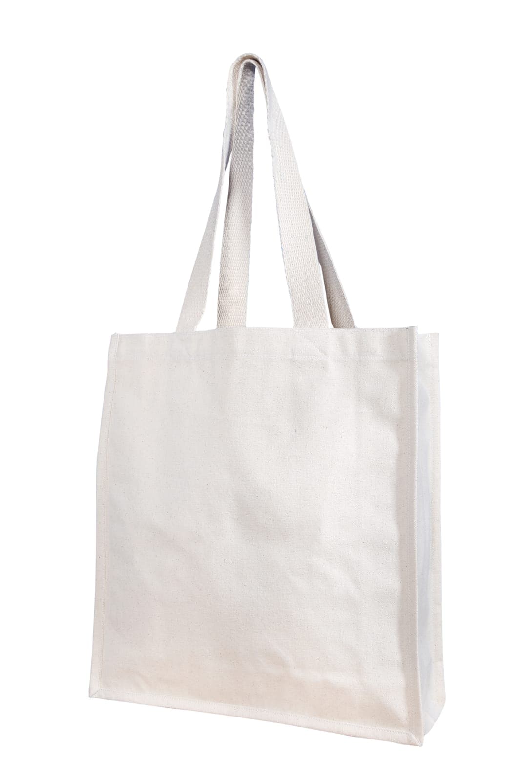 Plain cream cotton tote bag with long handles