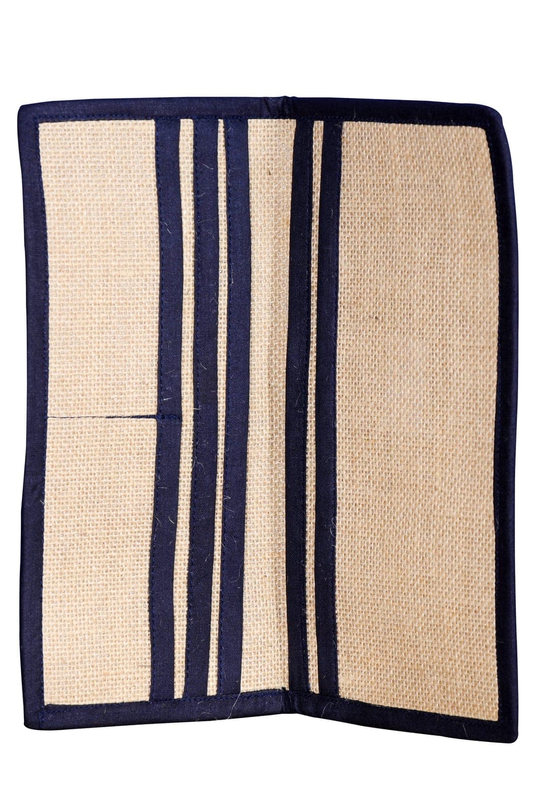 Natural jute folder with navy trim
